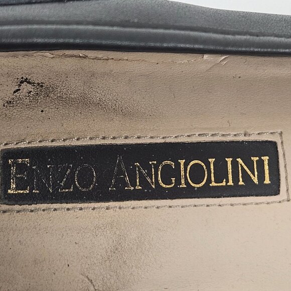 Enzo Angiolini Womens Flats Size 8.5M Black Silver Rhinestone Square Toe - Picture 2 of 9